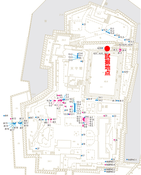 図１．本丸内ボーリング位置図