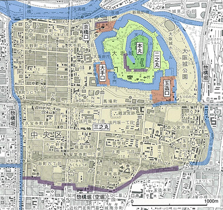 図１．慶長5年当時の大坂城全体図（中村博司氏『天下統一の城』新泉社、2008より）