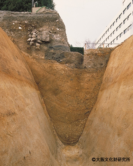 写真5．大阪歴史博物館敷地で見つかった豊臣期屋敷境の堀の埋土