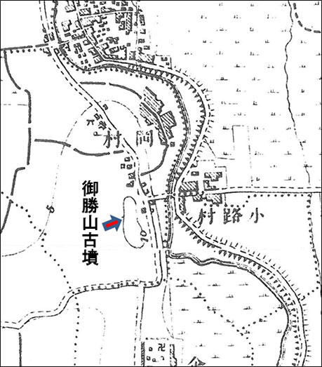 図５．『大阪近傍図』中の御勝山古墳