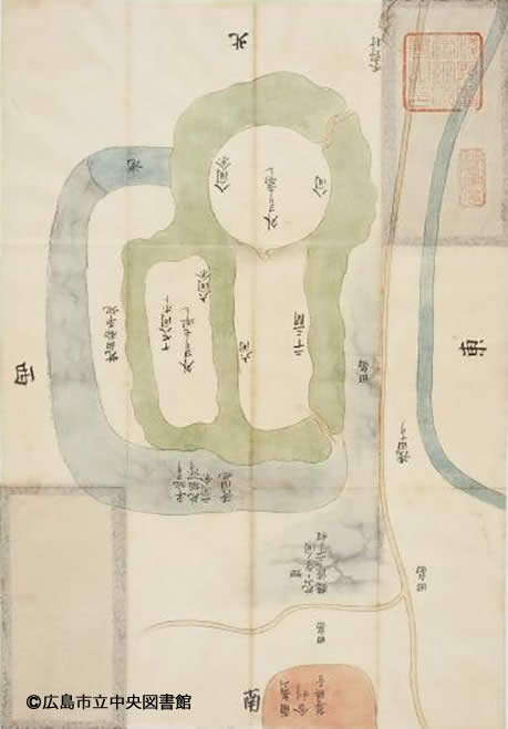 図７．「岡山御陣城」浅野文庫『諸国古城之図』所収　広島市立中央図書館所蔵