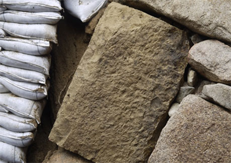 写真２．古墳の石棺素材の可能性がある石材