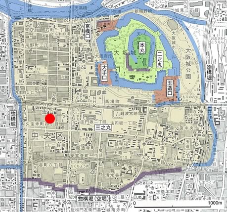 図1．豊臣期大坂城と達磨窯の位置