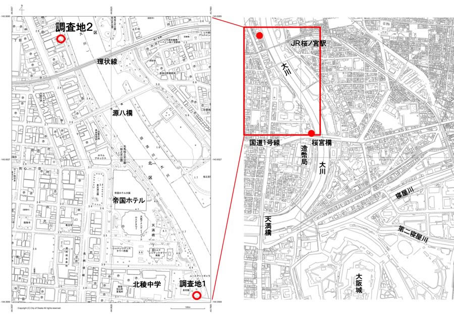 図1．調査地位置図（「マップナビおおさか」に加筆）