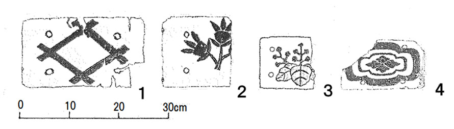 図２．大坂城出土の方形飾瓦（２）