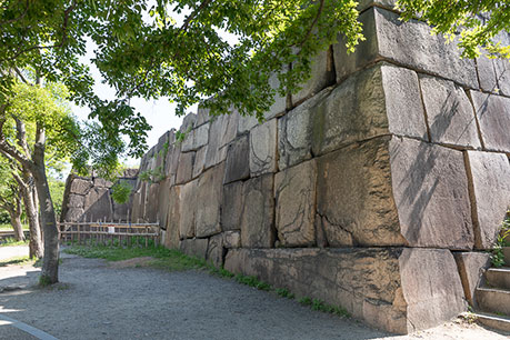 写真４．東側のみ残る玉造口枡形虎口の石垣