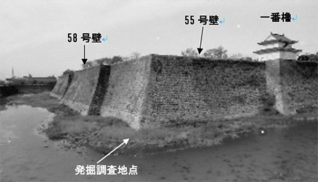 写真６．昭和40年代の一番櫓と55号壁（志村清氏提供）