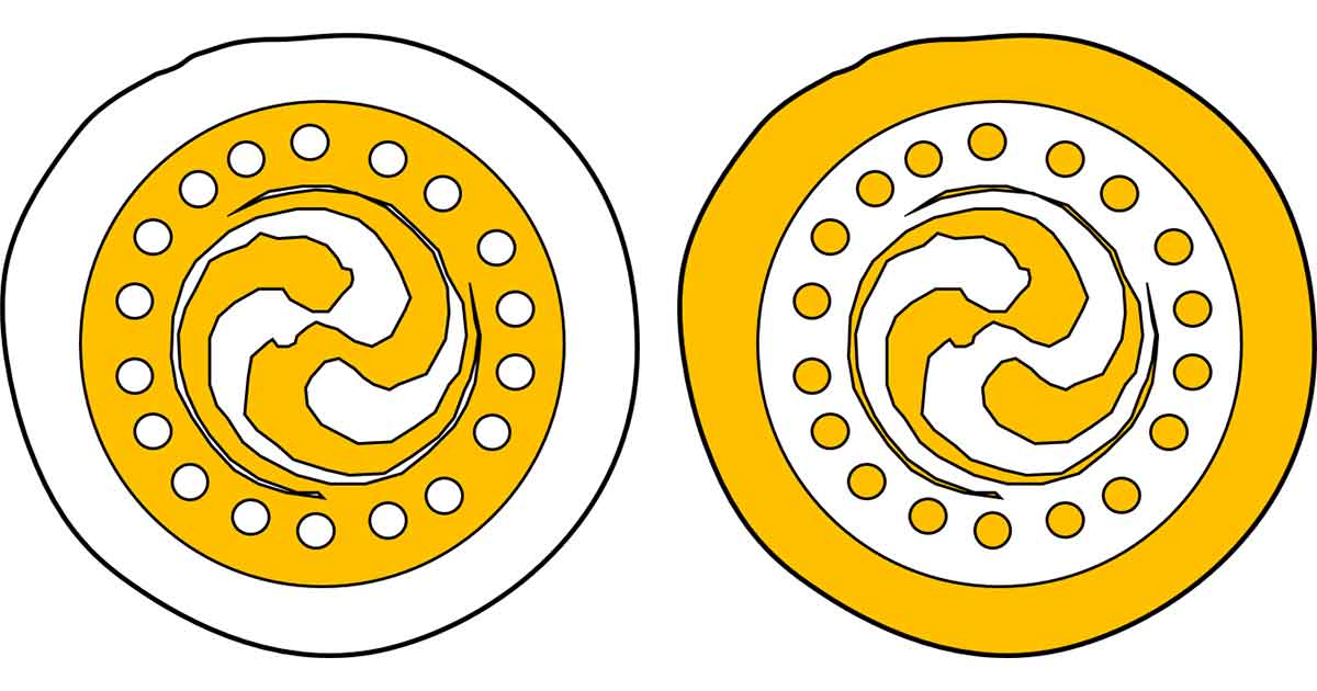 図１．金箔の施文位置模式図