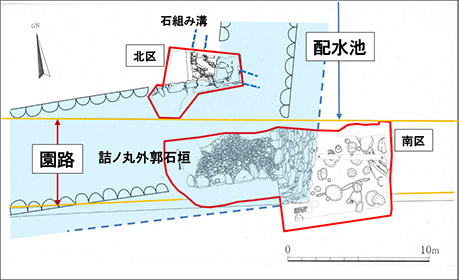 図１.　発掘された豊臣期詰ノ丸石垣